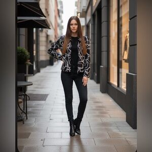 Joseph Ribhoff vintage black and white sequin bolo jacket